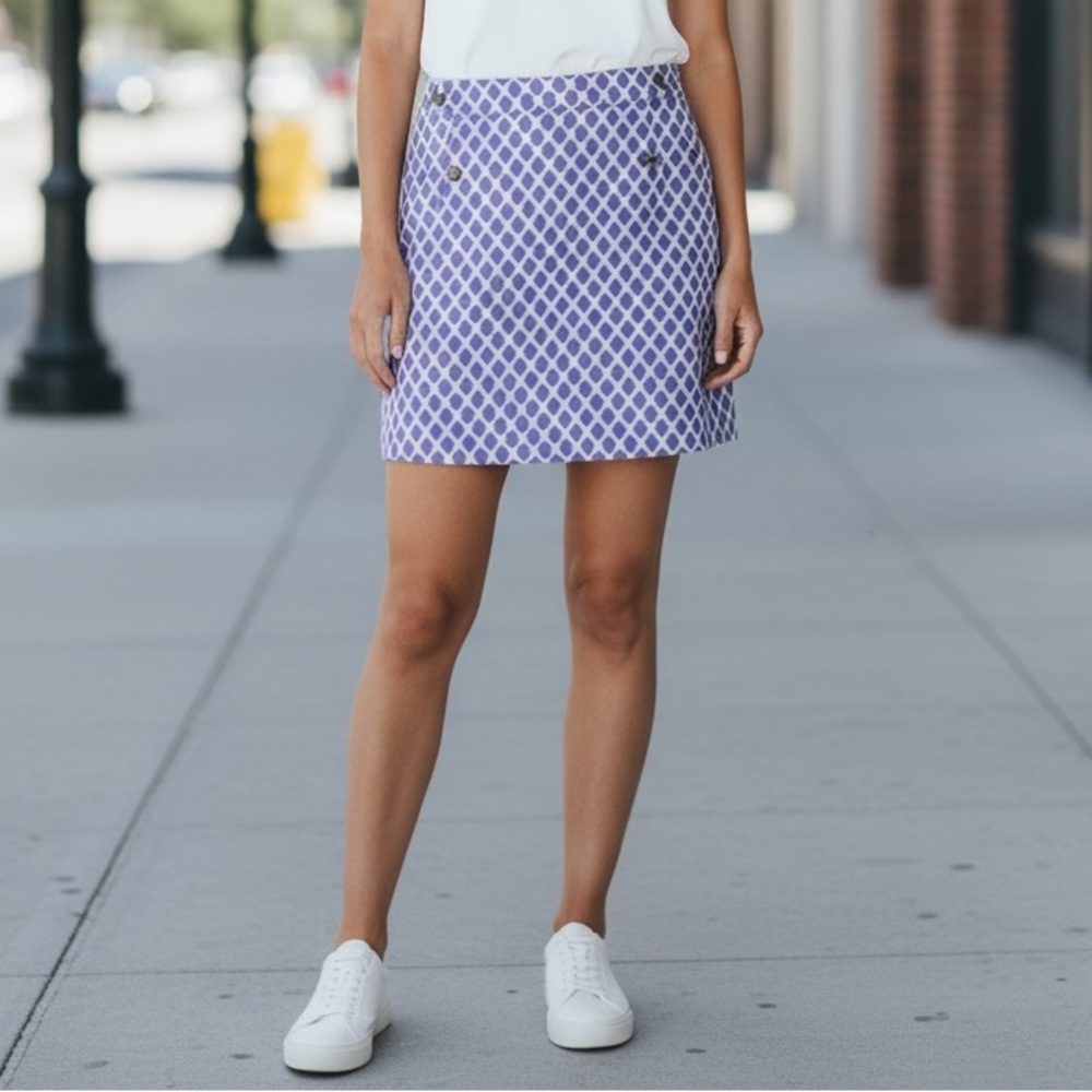 Ann Taylor LOFT 4P Lavender/White Skirt/side pockets~zip closure~fully lined